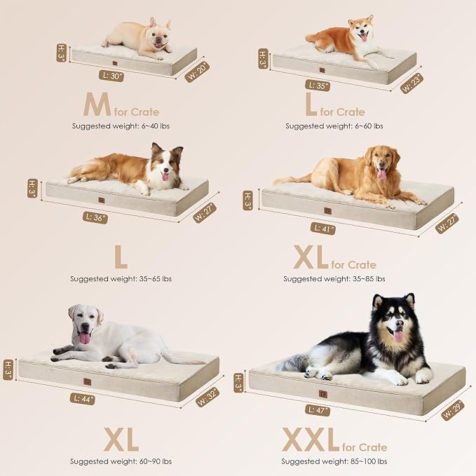 EHEYCIGA Waterproof Dog Bed Orthopedic 35"x23", Memory Foam Pet Bed - Image 3