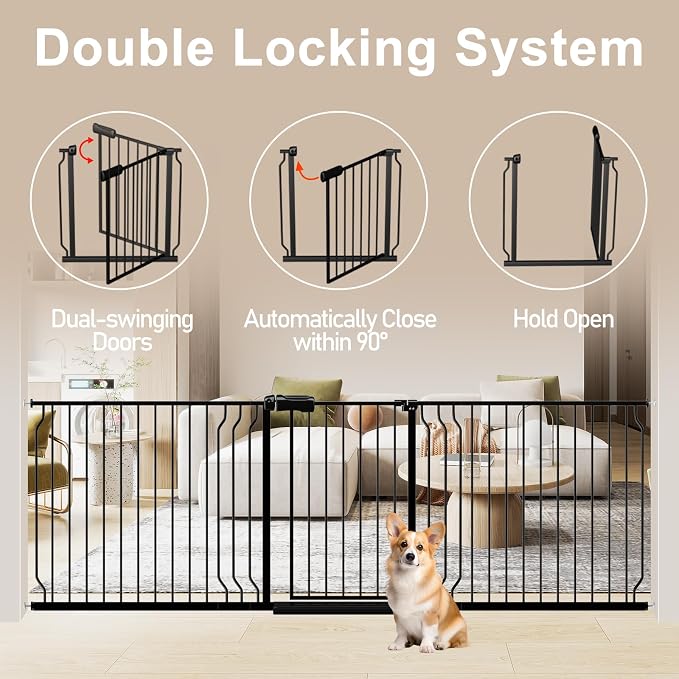 WAOWAO Baby Gate 43.3-52.75" Extra Wide Pressure Mounted Walk Through Swing - Image 5