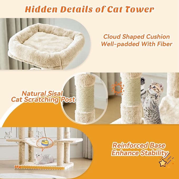 Sweetcrispy 66 Inch Cat Tree Tower, Pet Condo - Image 4