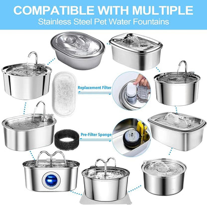 Cat Water Fountain Filter for Stainless Steel 108oz/3.2L& 67oz/2L Automatic Pet - Image 2