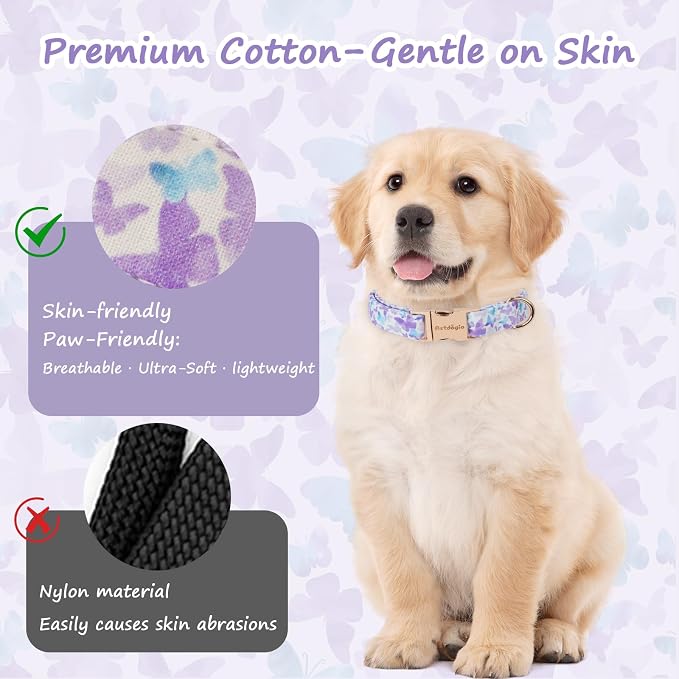 Elegant Butterfly Dog Collar, Gradient Purple Blue Dog Collars - Image 4