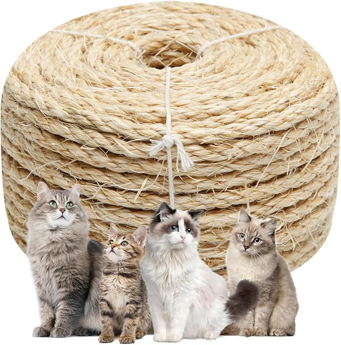 Natural Sisal Rope 1/4 Inch by 49-Feet by Juomid