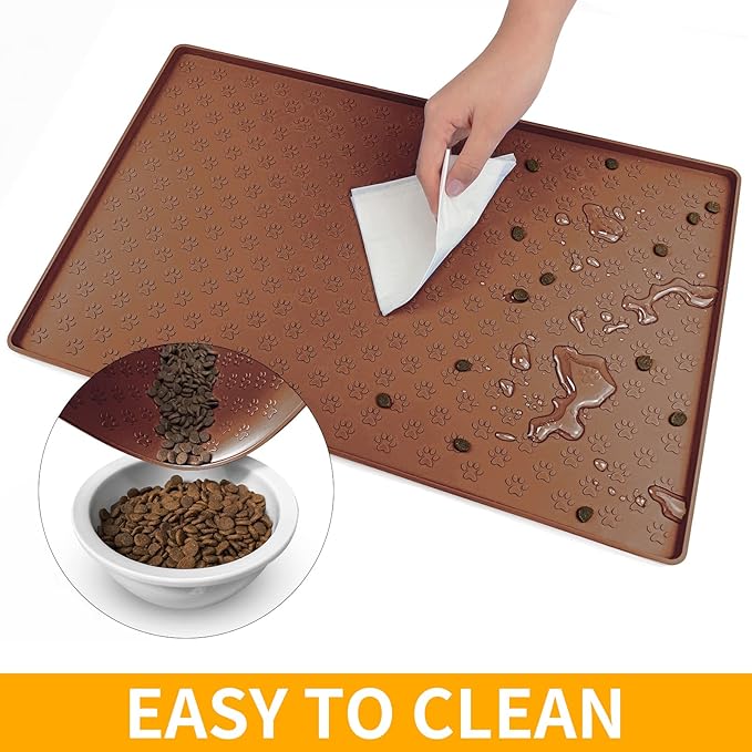 Ptlom Pet Placemat for Dog and Cat, Waterproof Silicone Pet Feeding Bowl Mats - Image 7