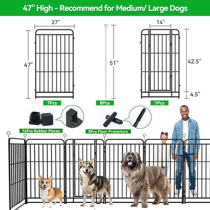 Heavy Duty Dog Playpen: 8 Steel Panels 47" Height, Square Steel Pipe - Image 4