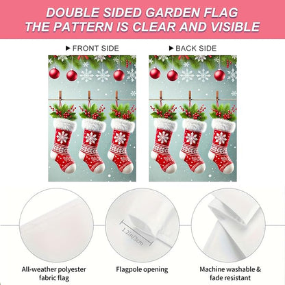 Christmas Garden Flag Three Stockings Winter Garden Flag 12x18 Inch Double - Image 4