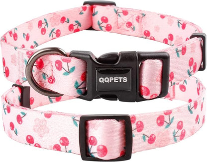 QQPETS Adjustable Soft Dog Collar: Print Flower Pink Multicolor Cute Patterns - Image 5