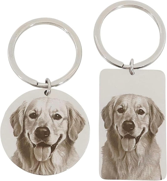 Custom Pet Portrait Keychain – Personalized Photo Engraved Keychain by CUSTOMGIFTSHOPUSA