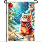 Christmas Garden Flag Winter Flag Cute Kitten Scarf Snow Scene Outdoor Yard by BlissYard