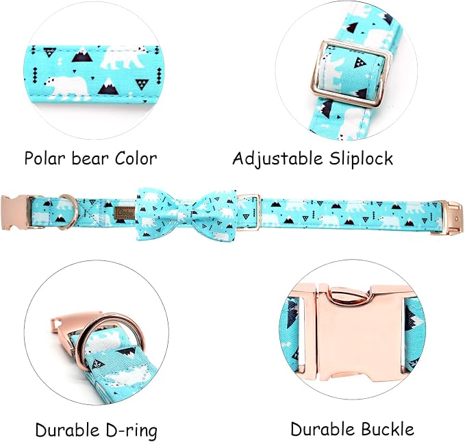 Dog Collar-Bow Dog Collar Blue Bear Pattern Pet Collar Dog Cute Bow Tie Soft - Image 2