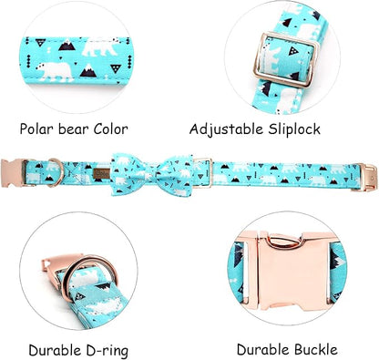 Dog Collar-Bow Dog Collar Blue Bear Pattern Pet Collar Dog Cute Bow Tie Soft - Image 2