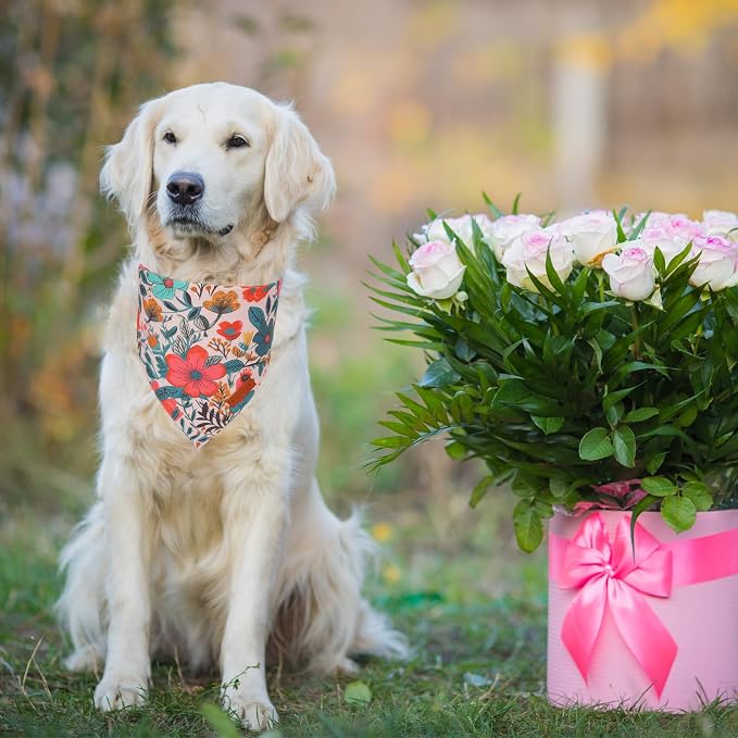 PTDECOR Flower Dog Bandana, Triangle Pet Bandanas - Image 3