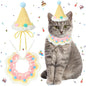 Sanwuta 2 Pcs Cat Birthday Party Supplies, Knit Cat Hat Kitten Birthday Bib by Sanwuta