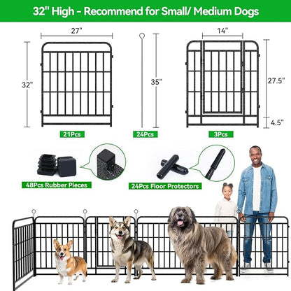 Dog Fence Outdoor 24 Piece Panels 32" Height, Square Steel Pipe - Image 4