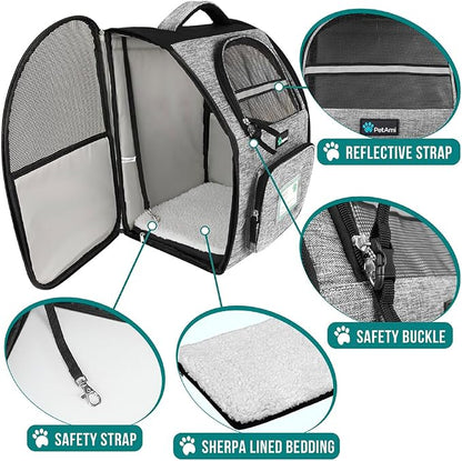 PetAmi Dog Backpack Carrier for Small Large Cat, Ventilated Pet Hiking Backpack - Image 4