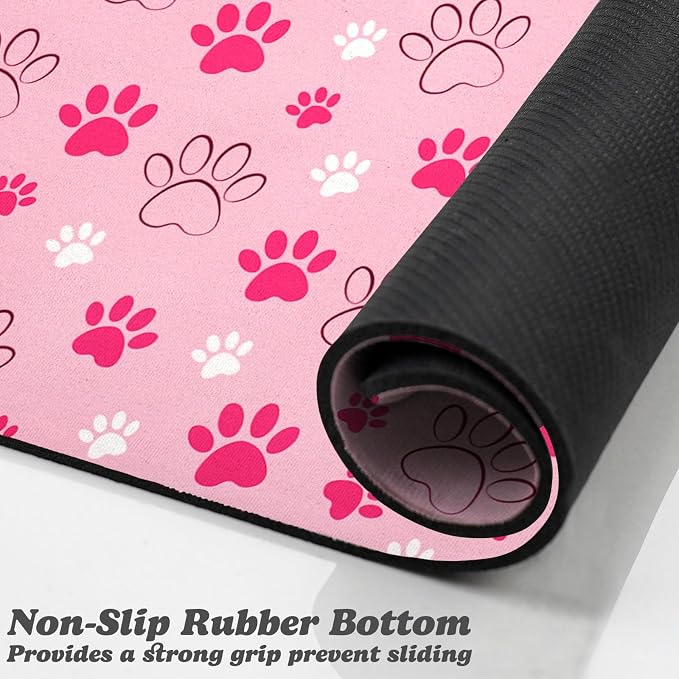 Dog Food Mat, Absorbent Water Bowl Mats Cat Pet Feeding Placemats Pink 24 * 32 - Image 3