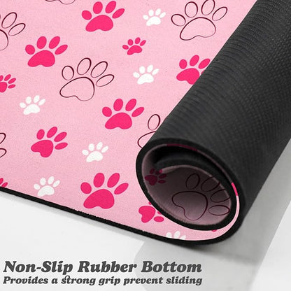 Dog Food Mat, Absorbent Water Bowl Mats Cat Pet Feeding Placemats Pink 24 * 32 - Image 3