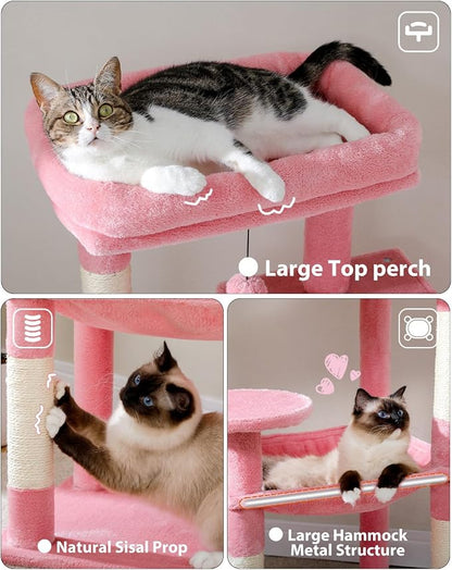 Cat Tree for Large Cats with Metal Plush Big Hammock, 56.3" Cat Tower for - Image 4