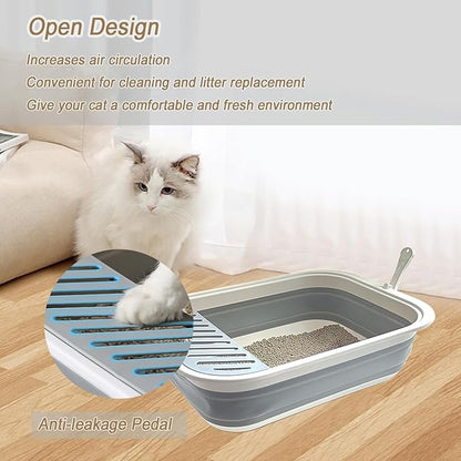 Collapsible Small Cat Litter Box, Kitten Open Potty Pan - Image 6