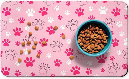 Dog Food Mat, Absorbent Water Bowl Mats Cat Pet Feeding Placemats Pink 17 * 30 by Zoeeya