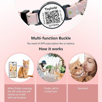 QR Code + Airtag Cat Collar, 2-in-1 Breakaway Safety Collar - Image 4