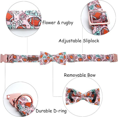 Dog Collar - Rugby with Bow Cute Pet Collar - Image 2