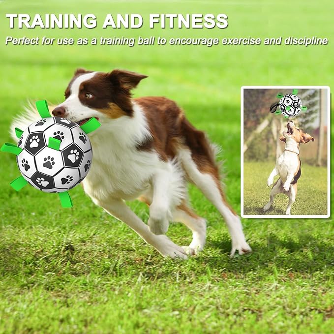 Dog Soccer Ball Toys with Straps, Puppy Birthday Gifts, Dogs Tug Toy, Water Toy - Image 4