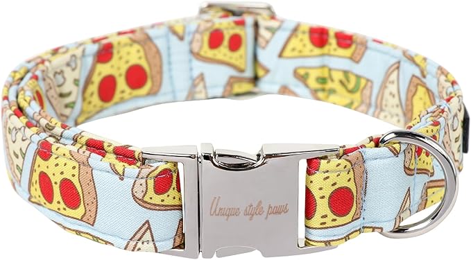 Unique style paws Dog Collar Metal Buckle Pizza Collar Gift Durable Cute Collar by Uniquestylepaws