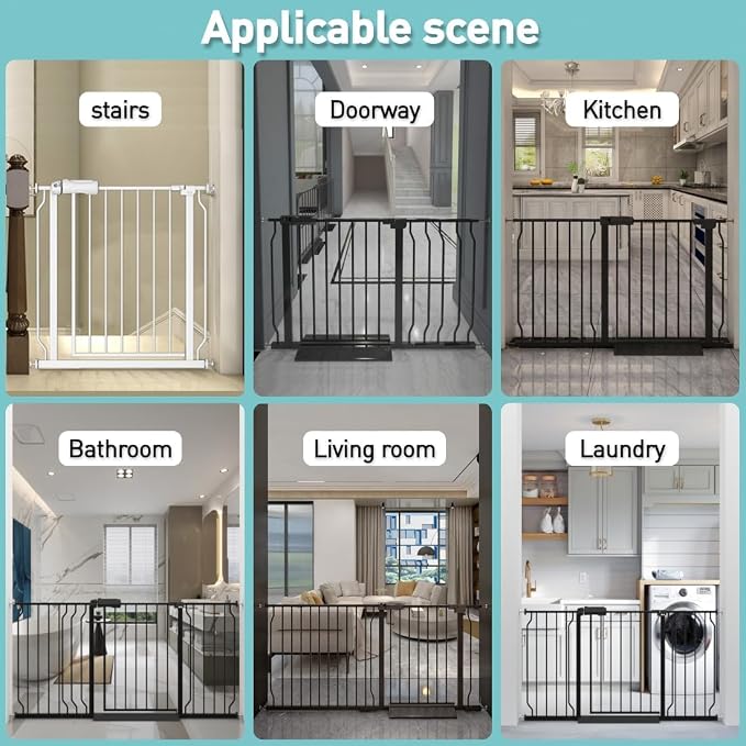 WAOWAO Baby Gate 52.76-57.45" Extra Wide Pressure Mounted Walk Through Swing - Image 5