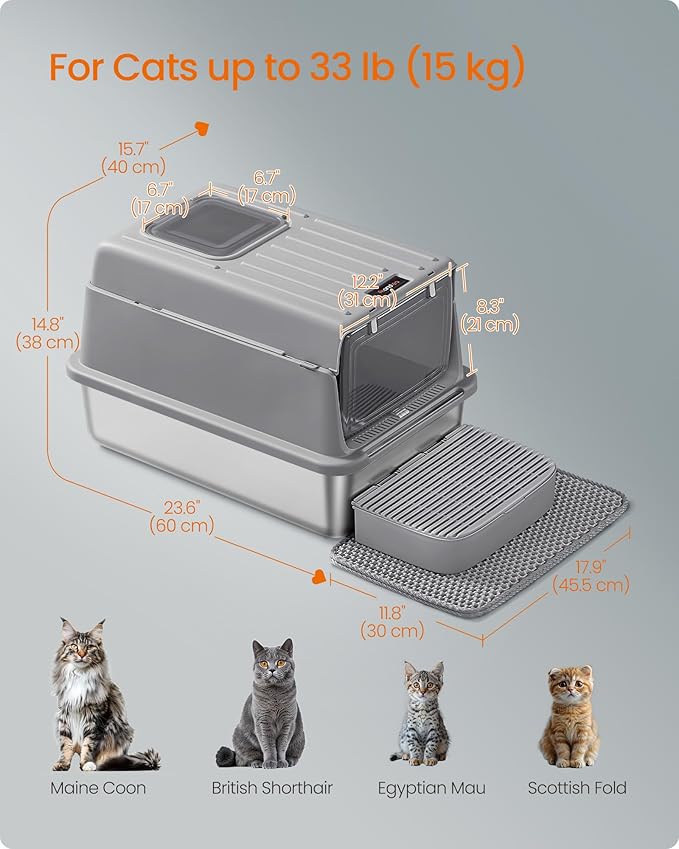 Feandrea Stainless Steel Cat Litter Box - Image 6