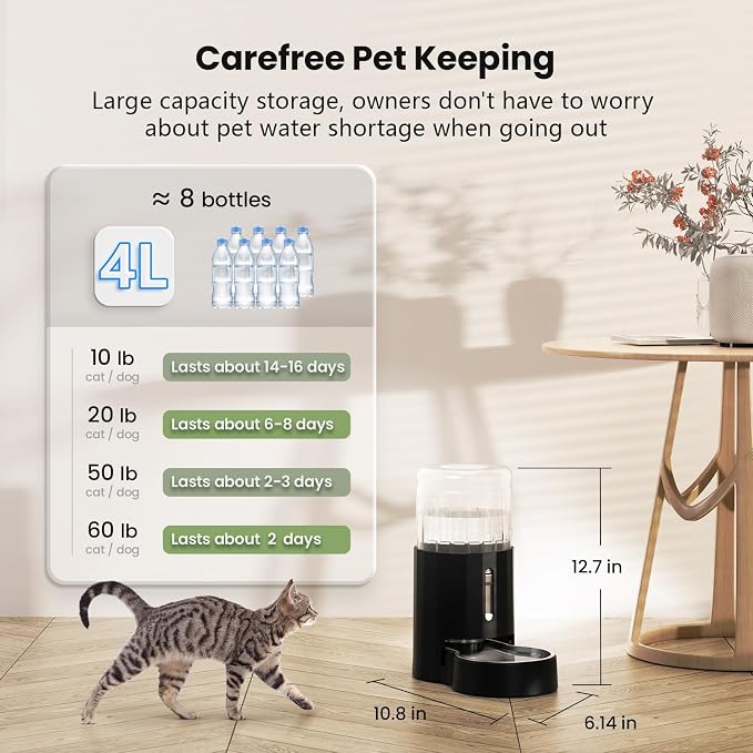 CZPET Automatic 4L/1Gal/135Oz Cat Water Dispenser - Image 3