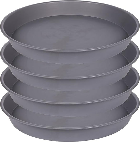 4 Pack of 13 14 inch Plant Saucer, Heavy Duty Plastic Plant Drip Trays 14" Round by Bleuhome
