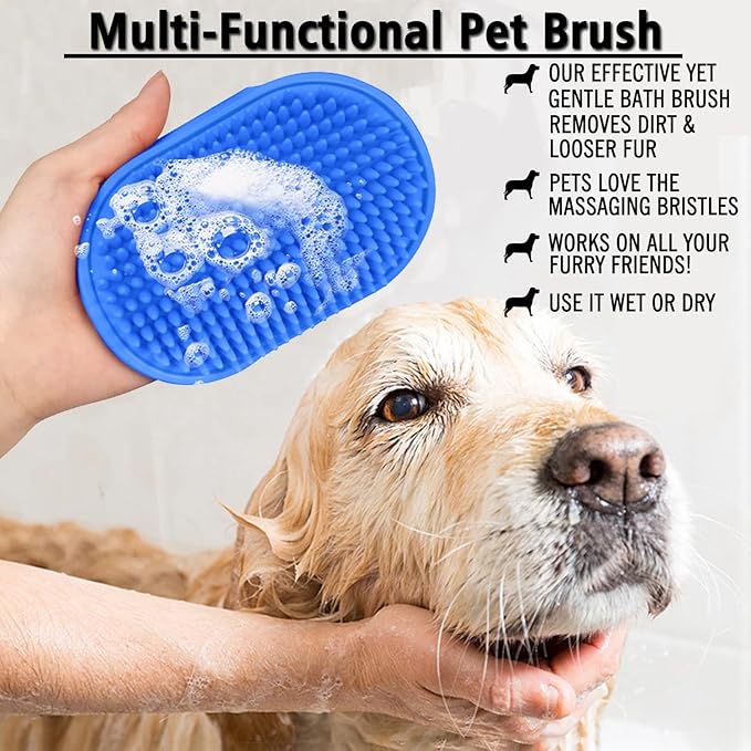 Dog Grooming Brush, Pet Shampoo Bath Brush Dog Grooming Shedding Brush Soothing - Image 3