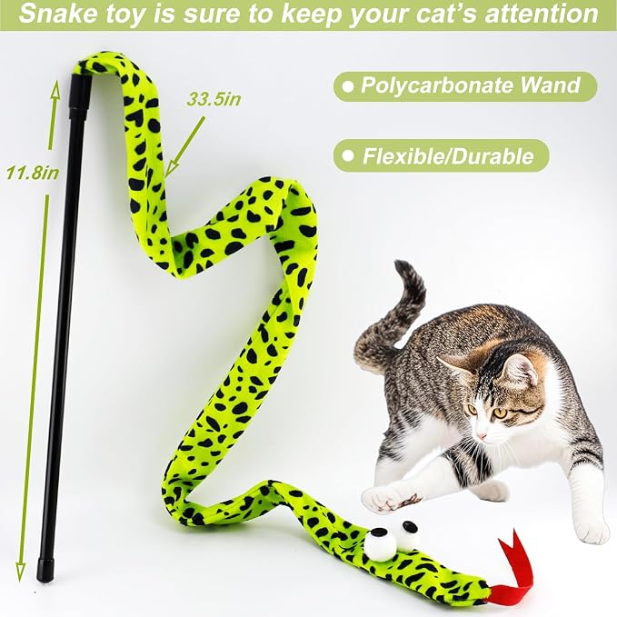 Interactive Cat Toy Wand with Crinkle, Cat Teaser Wand Rainbow String - Image 5