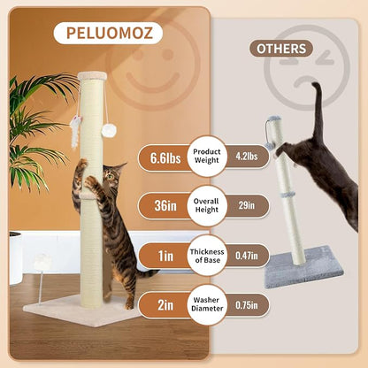 36 Inch Tall Cat Scratching Post – Sisal Cat Scratcher - Image 3