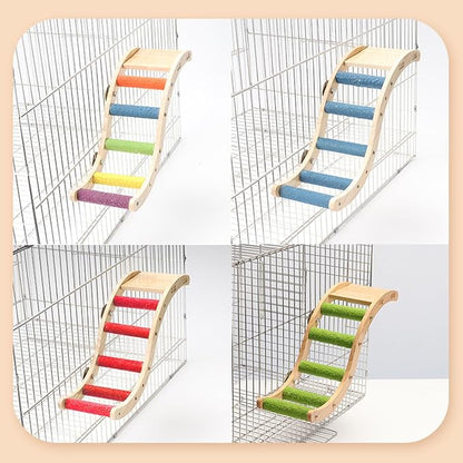 Hamiledyi Nature Wooden Bird Ladder Pet Parrots Climb Bridge Exercise Stands - Image 7