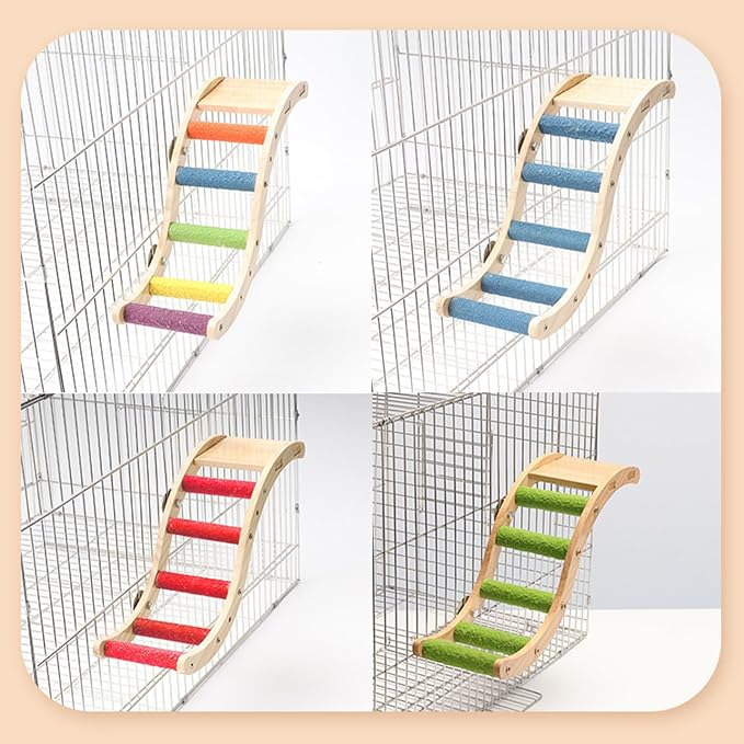 Nature Wooden Bird Ladder Pet Parrots Climb Bridge Exercise Stands - Image 7