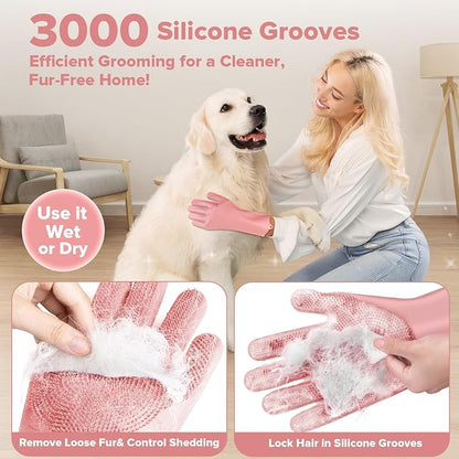 6PCS Pet Grooming Kit for Dogs, Cats and Horses | Dog Washing Gloves | Dog Bath - Image 3