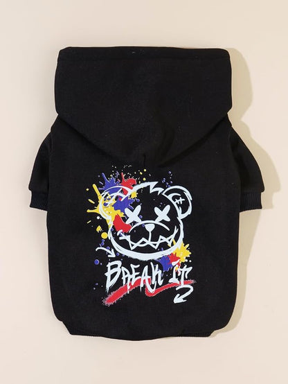 QWINEE Cartoon Bear Print Cat Hoodie Breathable Stretchy Sweatshirts - Image 4