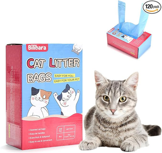 Cat Litter Bags, Ultra Thick, Leak-Proof, Disposable, 15 Liters Capacity by Bilibara