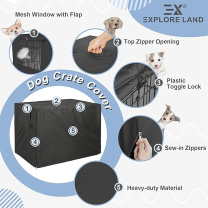 Explore Land Dog Crate Cover Heavy Duty Polyester Pet Kennel Sunshade Universal - Image 4