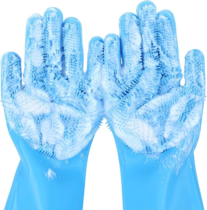 Pecute Pet Grooming Gloves Large, Heat Resistant Cat Bathing Gloves by pecute