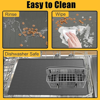 Large Dog Mat for Food and Water, 31.8"x23.8" Silicone Pet Feeding Mats - Image 6