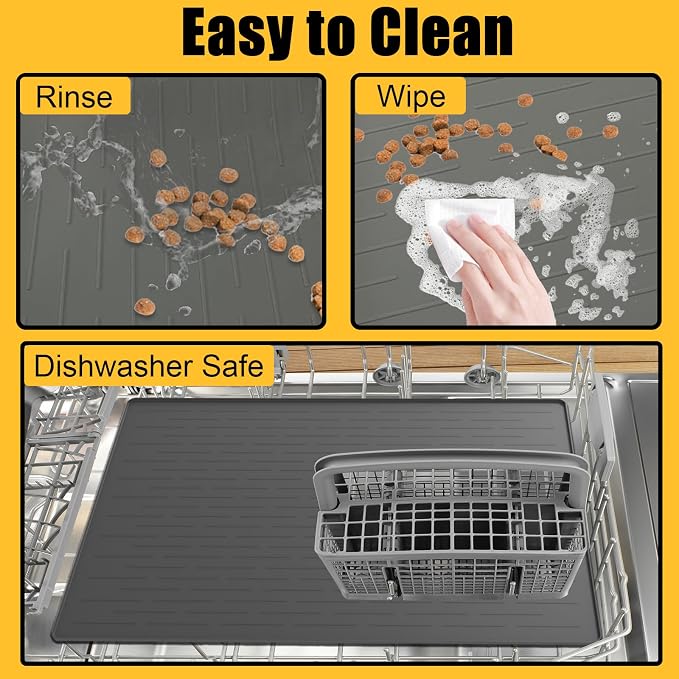 Large Dog Mat for Food and Water, 31.8"x23.8" Silicone Pet Feeding Mats - Image 6
