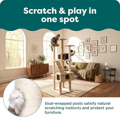FurHaven 69.3" Tall Cat Scratching Post Tower - Image 4