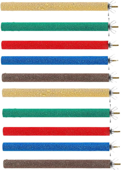 10 Pcs Parrot Perch Stand Bird Perch Stand Toy Colorful Paw Grinding Stick Cage by Wzttdm