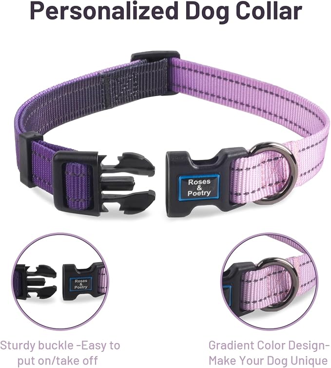 Roses&Poetry Large Dog Collar, Adjustable Reflective Durable Pet Collars - Image 3