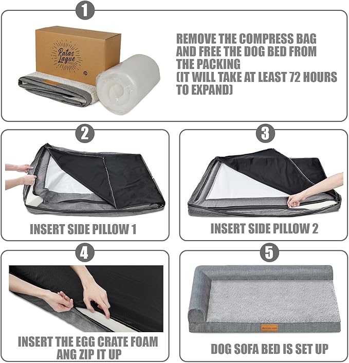 Patas Lague Orthopedic XL Dog Bed Large Sized Dog 42''X28'', Waterproof L - Image 6
