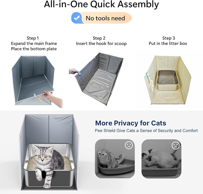 Less-Mess Cat Litter Box Enclosure, Open Top High Side - Image 7