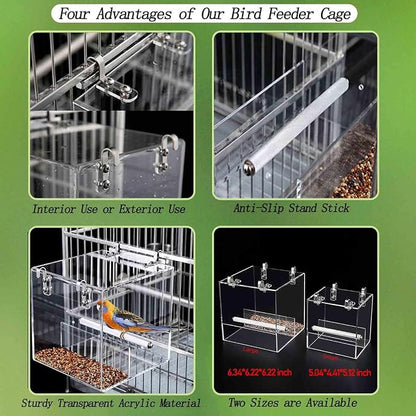No Mess Bird Feeder for Cage, Automatic Acrylic No Mess Bird Feeder Cage for - Image 3