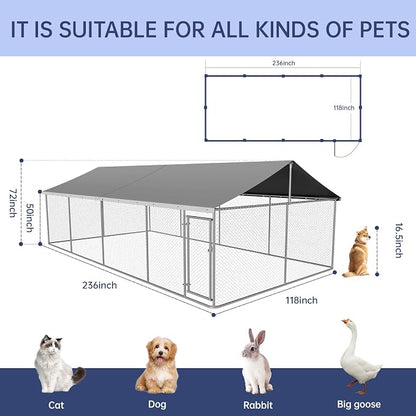 236"x 118" Outdoor Dog Enclosure Heavy Duty Dog Kennel House Mesh Dog Big Cage - Image 3